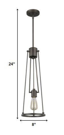 Jade 1-Light Oil-Rubbed Bronze Pendant With Vertical Structural Frames By Homeroots | Pendant Lamps | Modishstore - 5