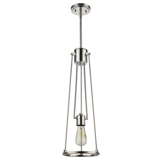 Jade 1-Light Polished Nickel Pendant With Vertical Structural Frames By Homeroots | Pendant Lamps | Modishstore