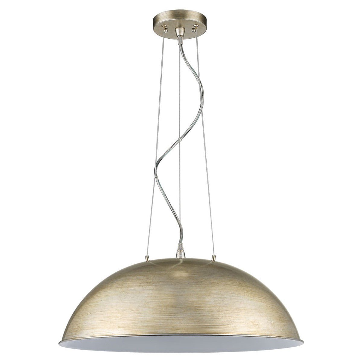 Layla 1-Light Washed Gold Bowl Pendant With Gloss White Interior Shade By Homeroots | Pendant Lamps | Modishstore - 2