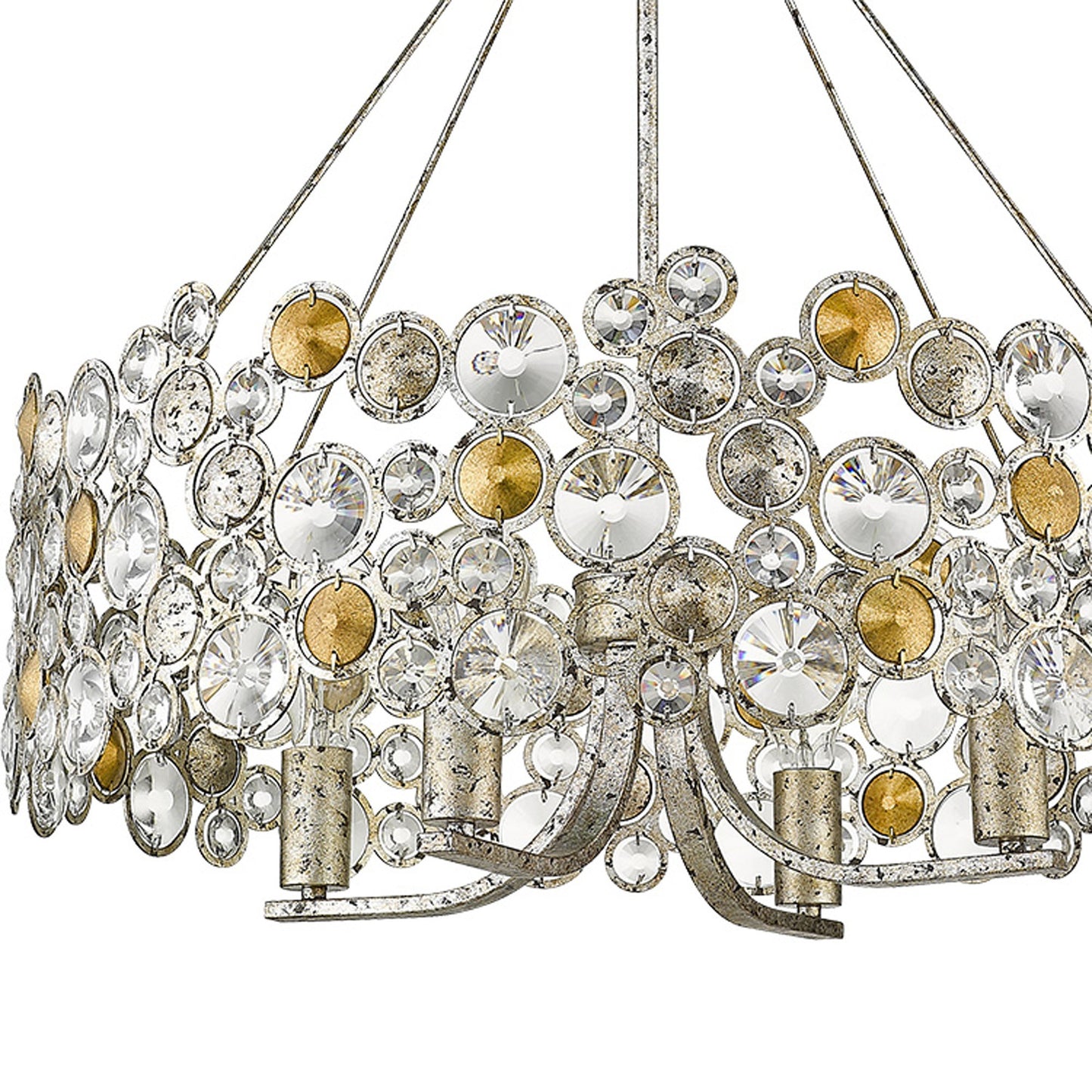 Vitozzi 4-Light Antique Silver Leaf Chandelier By Homeroots | Chandeliers | Modishstore - 3