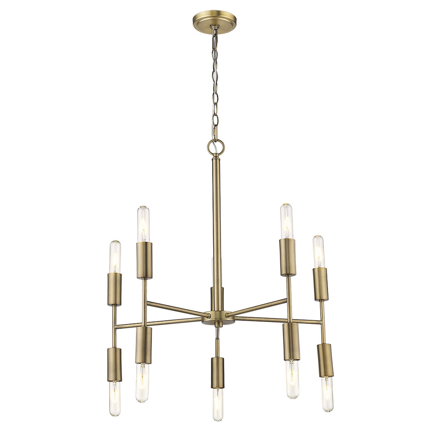 Perret 10-Light Aged Brass Chandelier By Homeroots | Chandeliers | Modishstore - 3