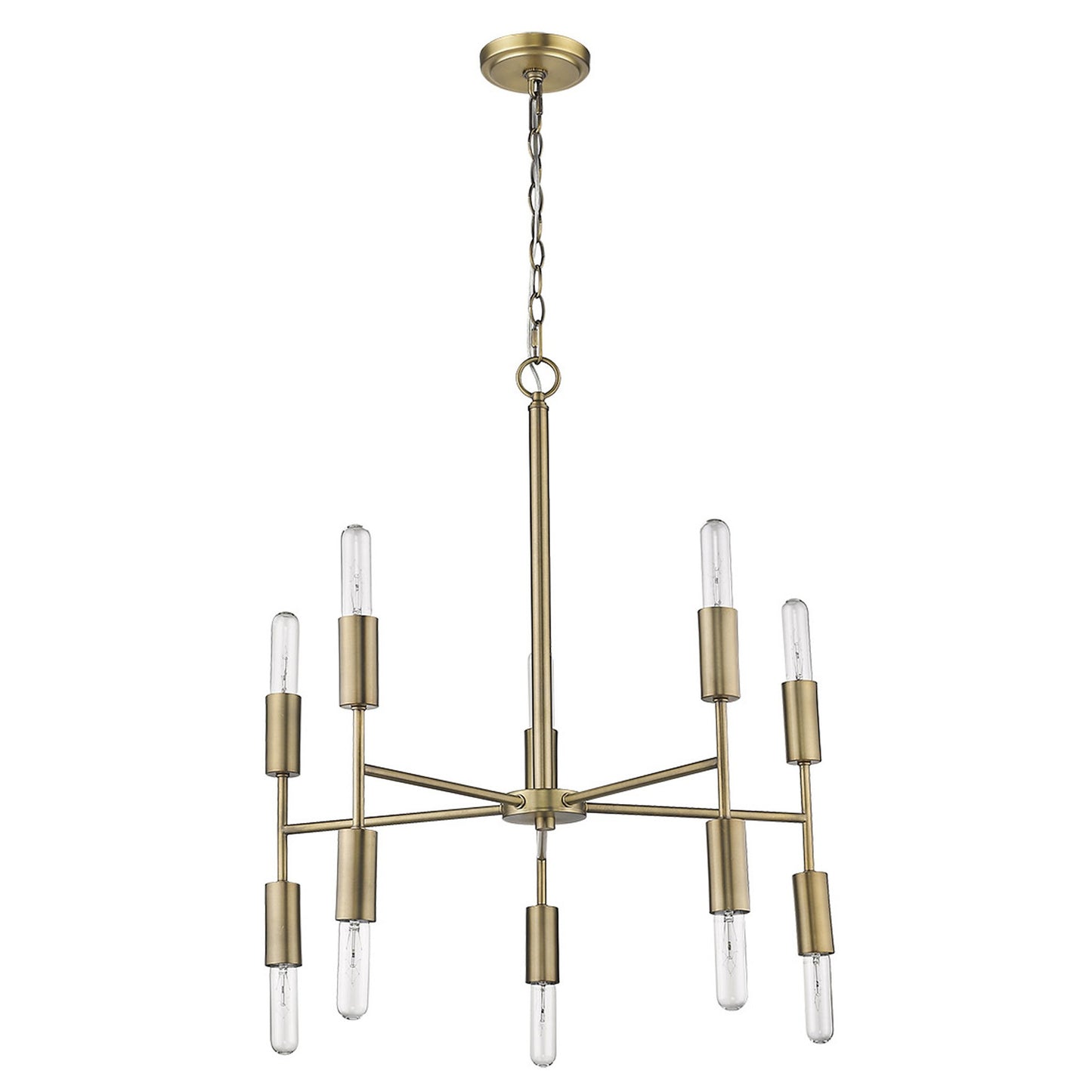 Perret 10-Light Aged Brass Chandelier By Homeroots | Chandeliers | Modishstore - 4