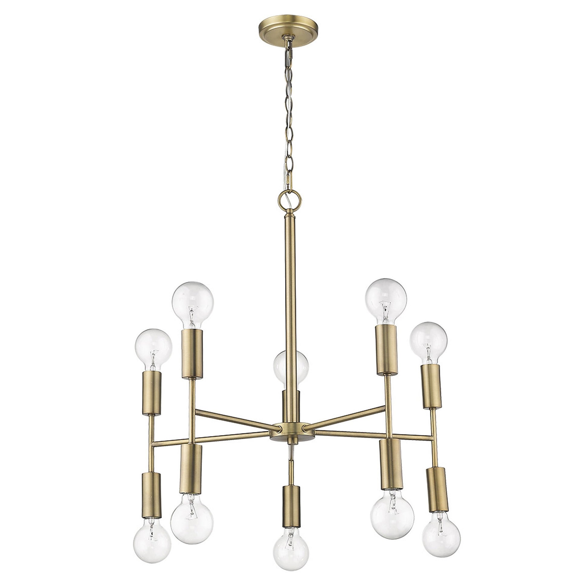 Perret 10-Light Aged Brass Chandelier By Homeroots | Chandeliers | Modishstore - 9