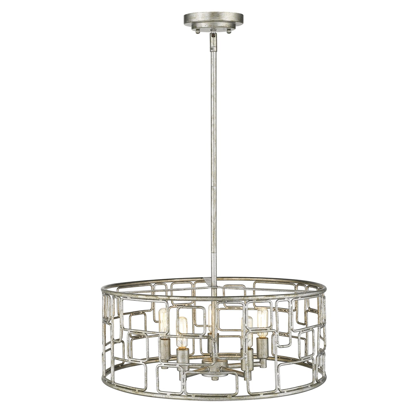 Amoret 5-Light Antique Silver Convertible Pendant By Homeroots | Pendant Lamps | Modishstore - 3