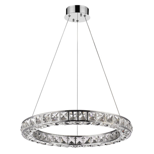 Silver Faux Crystal Bling Ring LED Hanging Light By Homeroots | Chandeliers | Modishstore