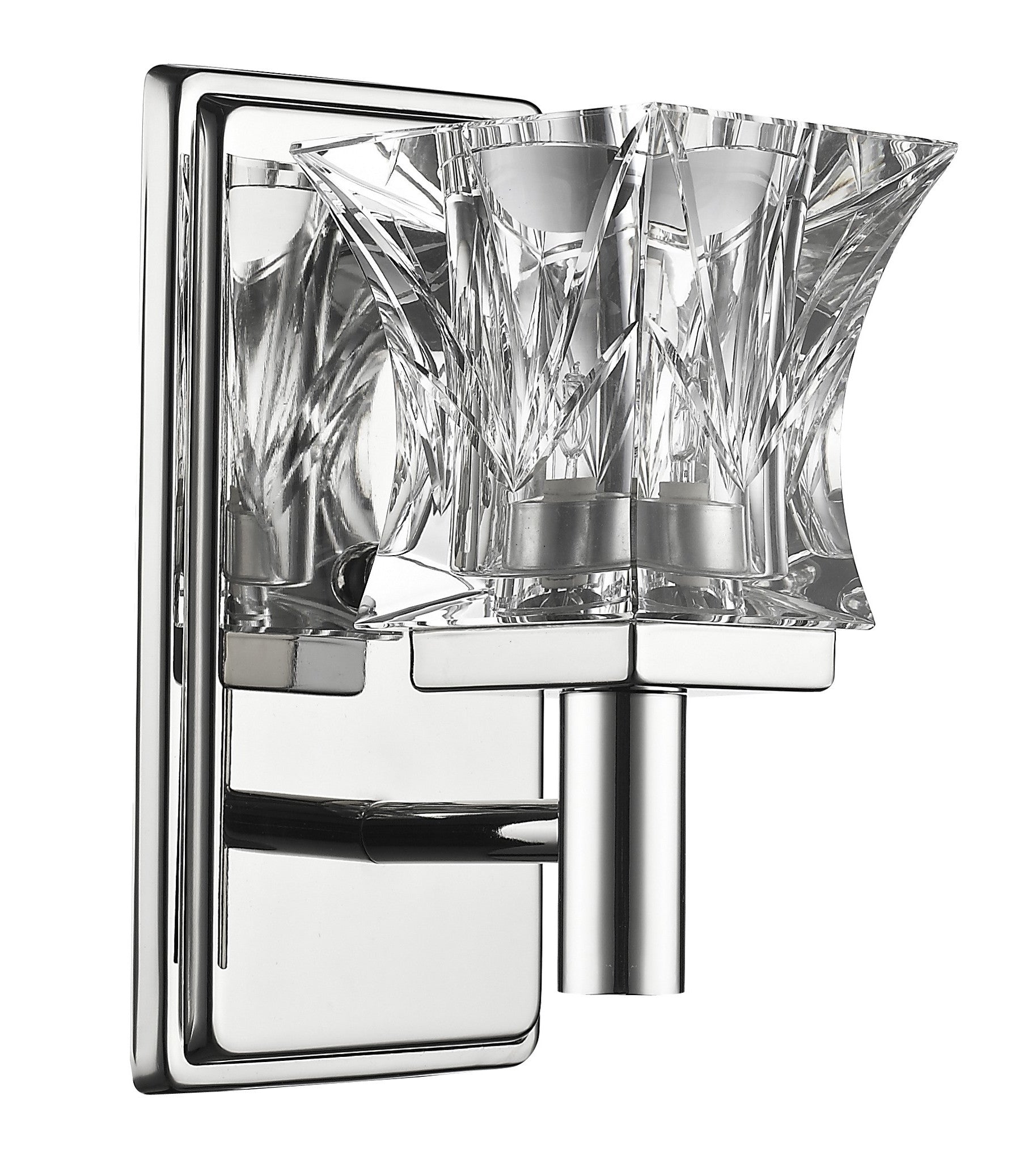 Arabella 1-Light Polished Nickel Sconce With Pressed Crystal Shade By Homeroots | Sconces | Modishstore - 2