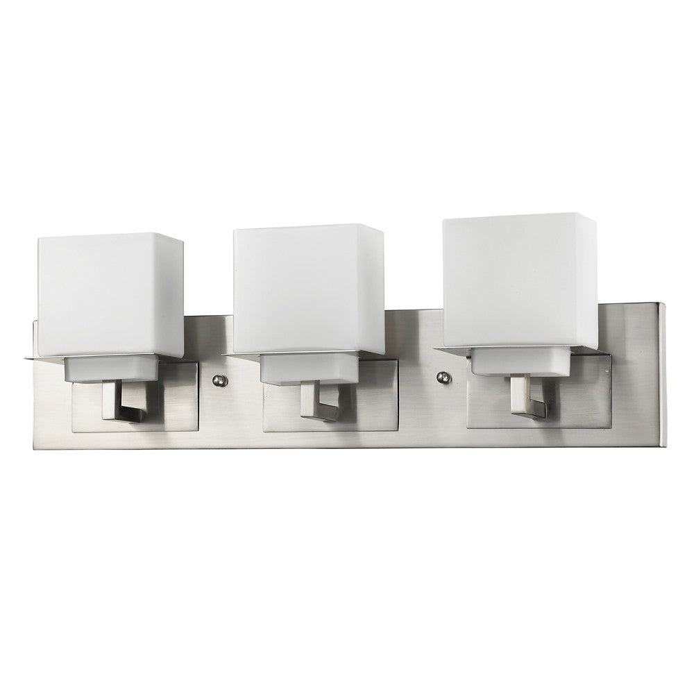 Rampart 3-Light Satin Nickel Vanity Light With Etched Glass Shades By Homeroots | Vanity Light | Modishstore