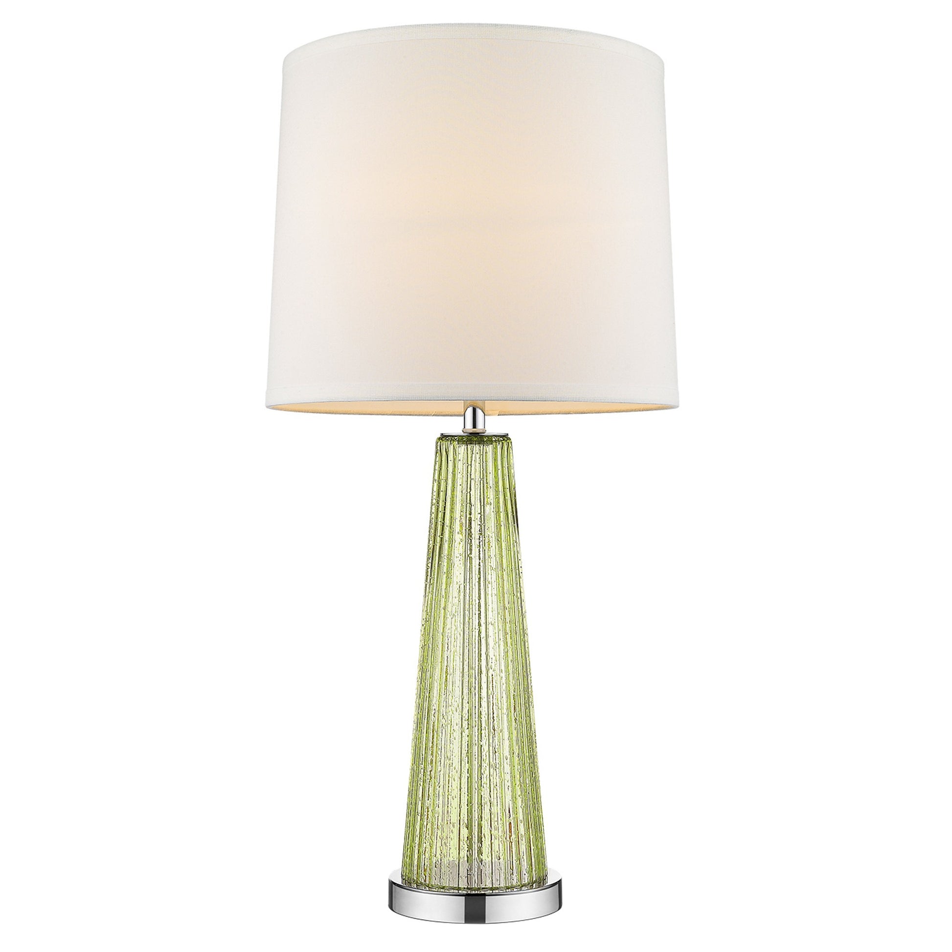 Chiara 1-Light Apple Green Glass And Polished Chrome Table Lamp With Off White Shantung Shade By Homeroots | Table Lamps | Modishstore - 2