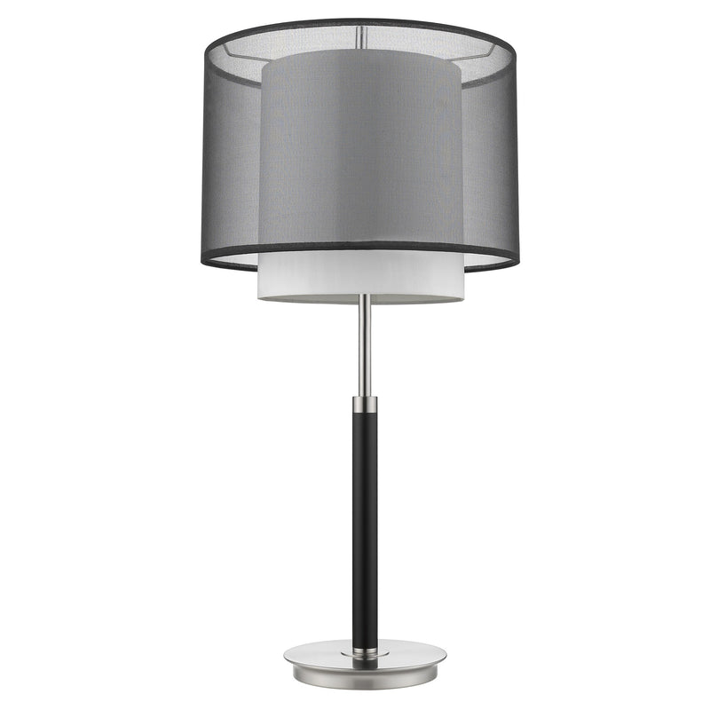 Roosevelt 1-Light Espresso And Brushed Nickel Table Lamp With Smoke Gray Shantung Two Tier Shade By Homeroots | Table Lamps | Modishstore