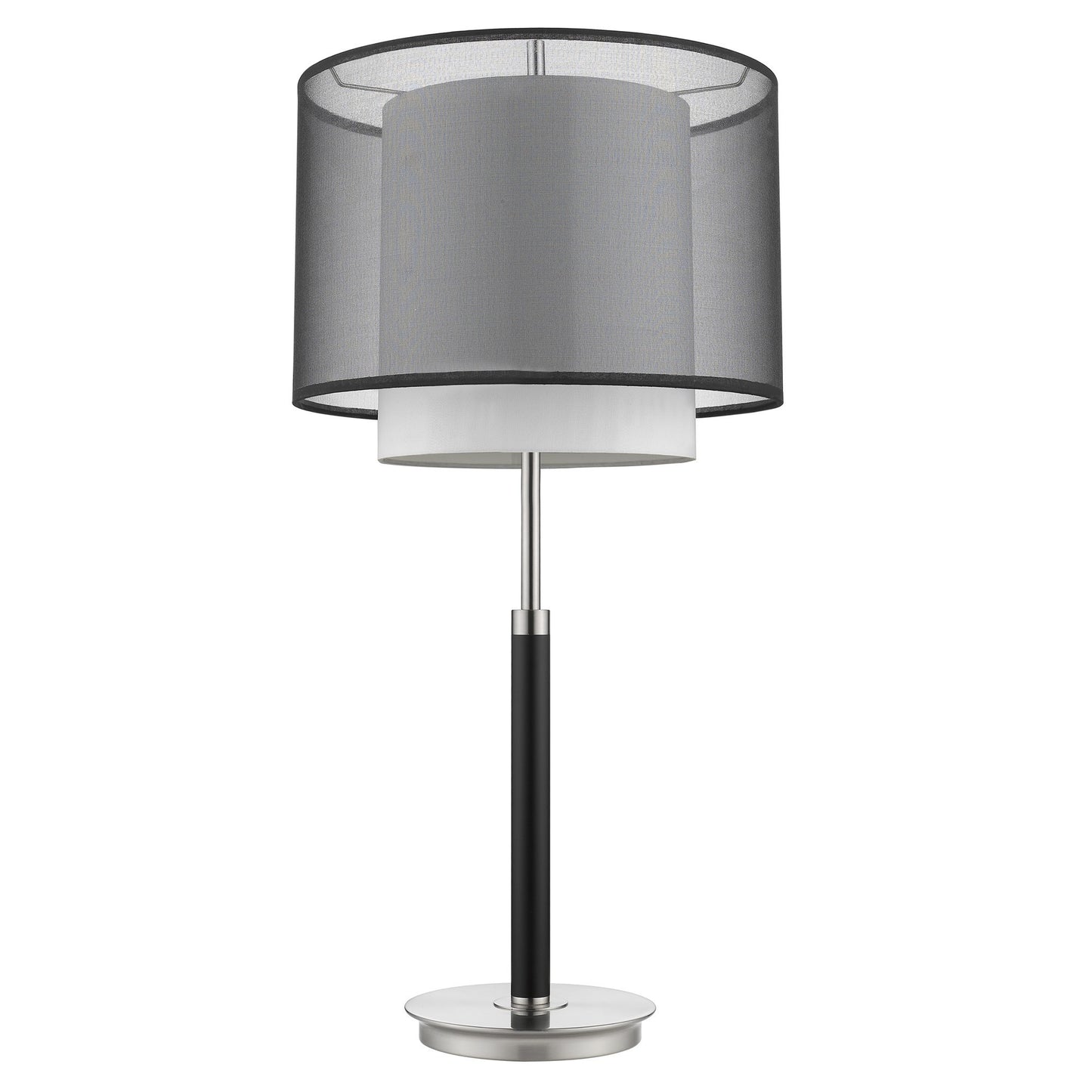 Roosevelt 1-Light Espresso And Brushed Nickel Table Lamp With Smoke Gray Shantung Two Tier Shade By Homeroots | Table Lamps | Modishstore - 2