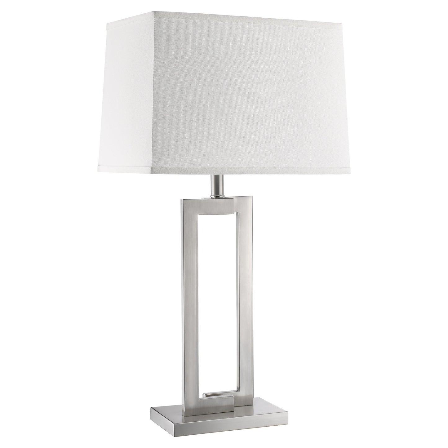 Riley 1-Light Brushed Nickel Table Lamp With Off White Shantung Shade By Homeroots | Table Lamps | Modishstore - 2