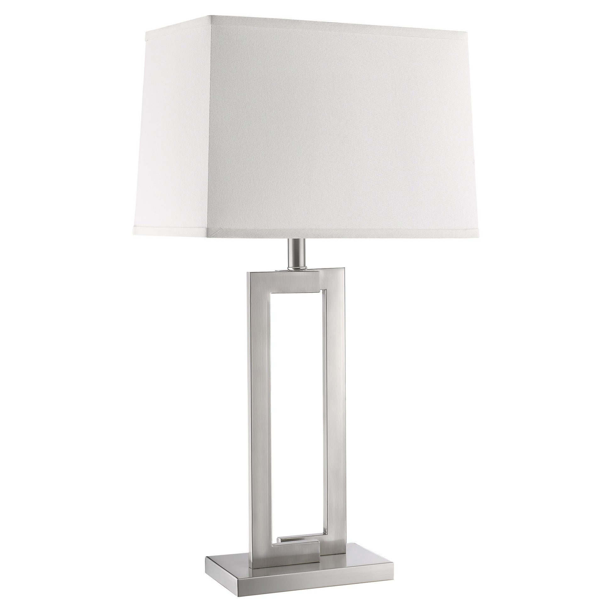 Riley 1-Light Brushed Nickel Table Lamp With Off White Shantung Shade By Homeroots | Table Lamps | Modishstore - 2