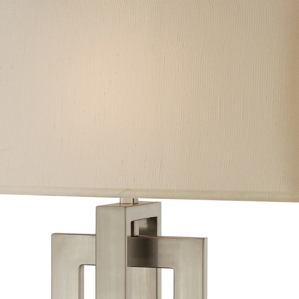 Precision 1-Light Brushed Nickel Table Lamp With Ivory Shantung Shade By Homeroots | Table Lamps | Modishstore - 4