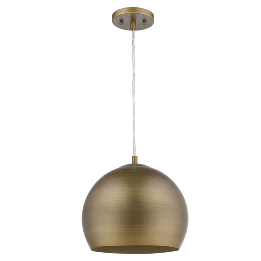 Latitude 1-Light Hand Painted Antique Gold Pendant With Gold Interior Shade By Homeroots | Pendant Lamps | Modishstore