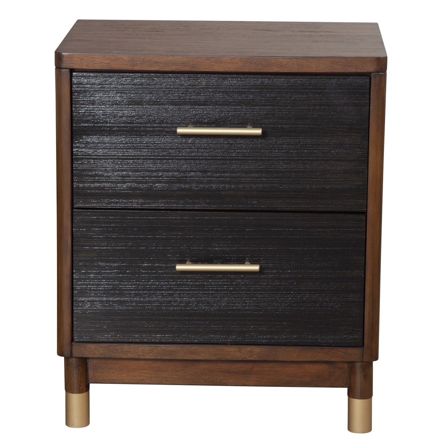 Dark Walnut And Black Mod Drawer Nightstand By Homeroots | Nightstands | Modishstore - 3