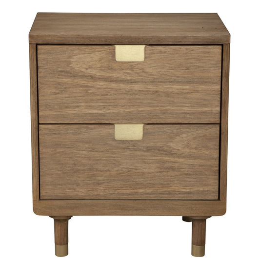 Sandy Brown And Gold 2 Drawer Nightstand By Homeroots | Nightstands | Modishstore