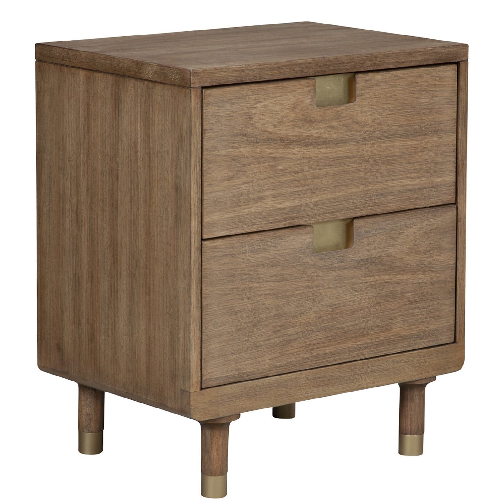 Sandy Brown And Gold 2 Drawer Nightstand By Homeroots | Nightstands | Modishstore - 3