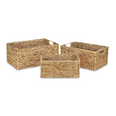 Set of Three Braided Water Hyacinth Baskets By Homeroots