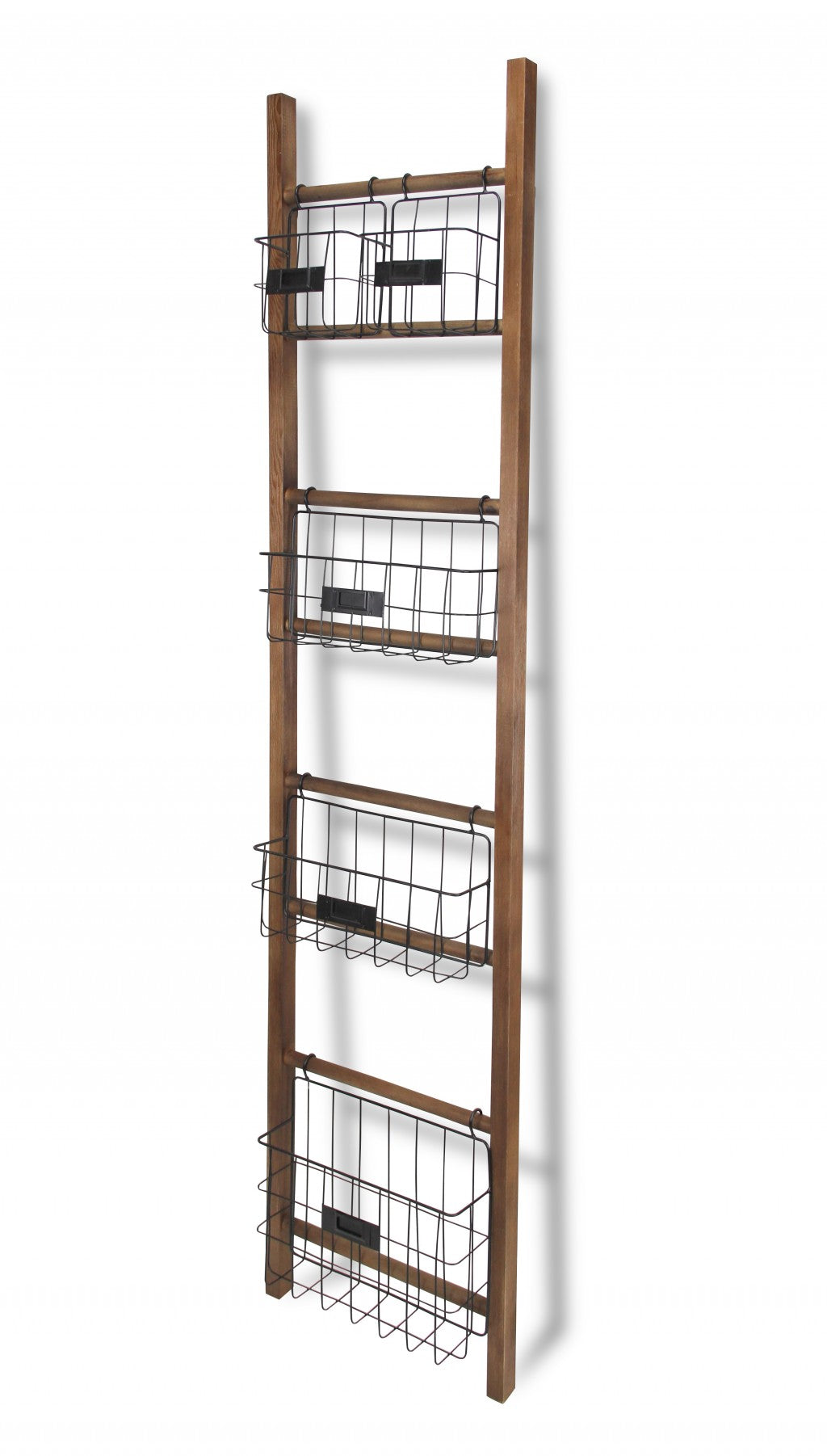 Natural Wood Storage Shelf with 5 Baskets By Homeroots | Room Dividers | Modishstore - 2