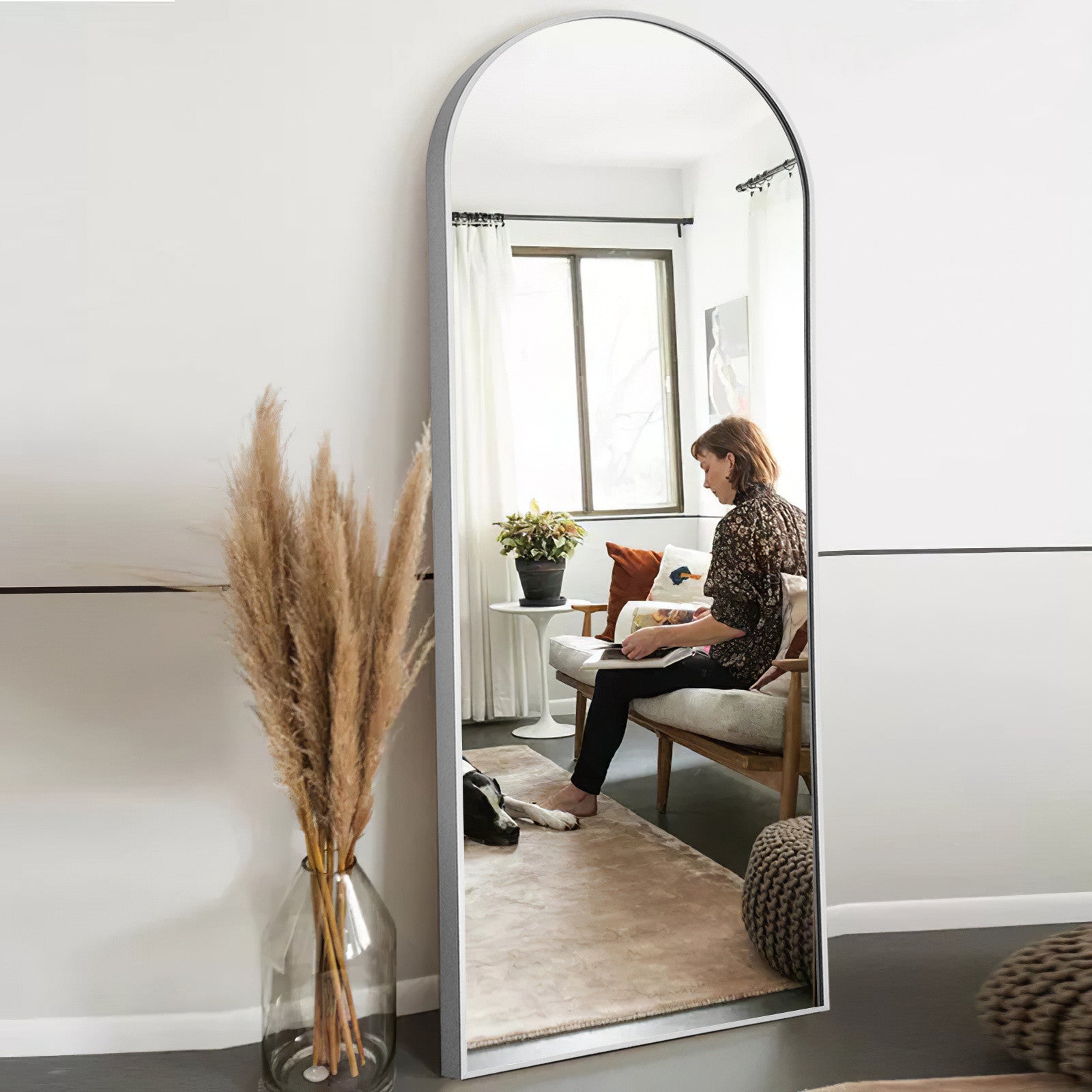 Arched Silver Full-length Standing Mirror By Homeroots | Mirrors | Modishstore