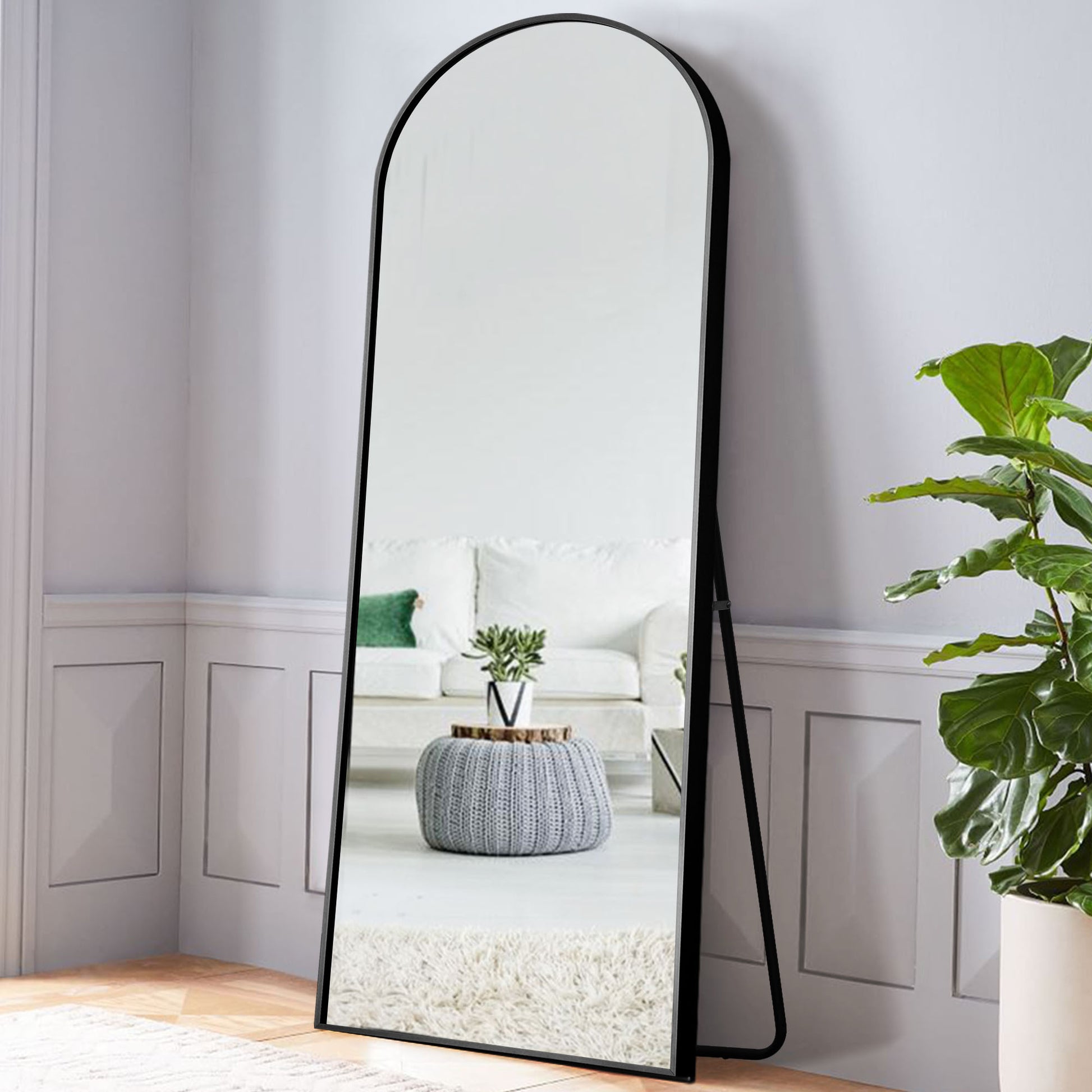 Petite Black Arched Full-length Standing Mirror By Homeroots | Mirrors | Modishstore