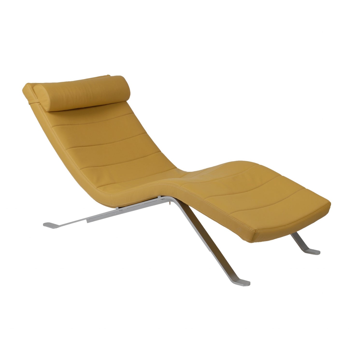 Goldenrod Faux Leather and Chrome Wavy Chaise Lounge Chair By Homeroots | Lounge Chairs | Modishstore