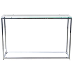 Geo XL Rectangle Clear Glass and Chrome Console Table By Homeroots