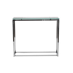 Geo Rectangle Clear Glass and Chrome Console Table By Homeroots