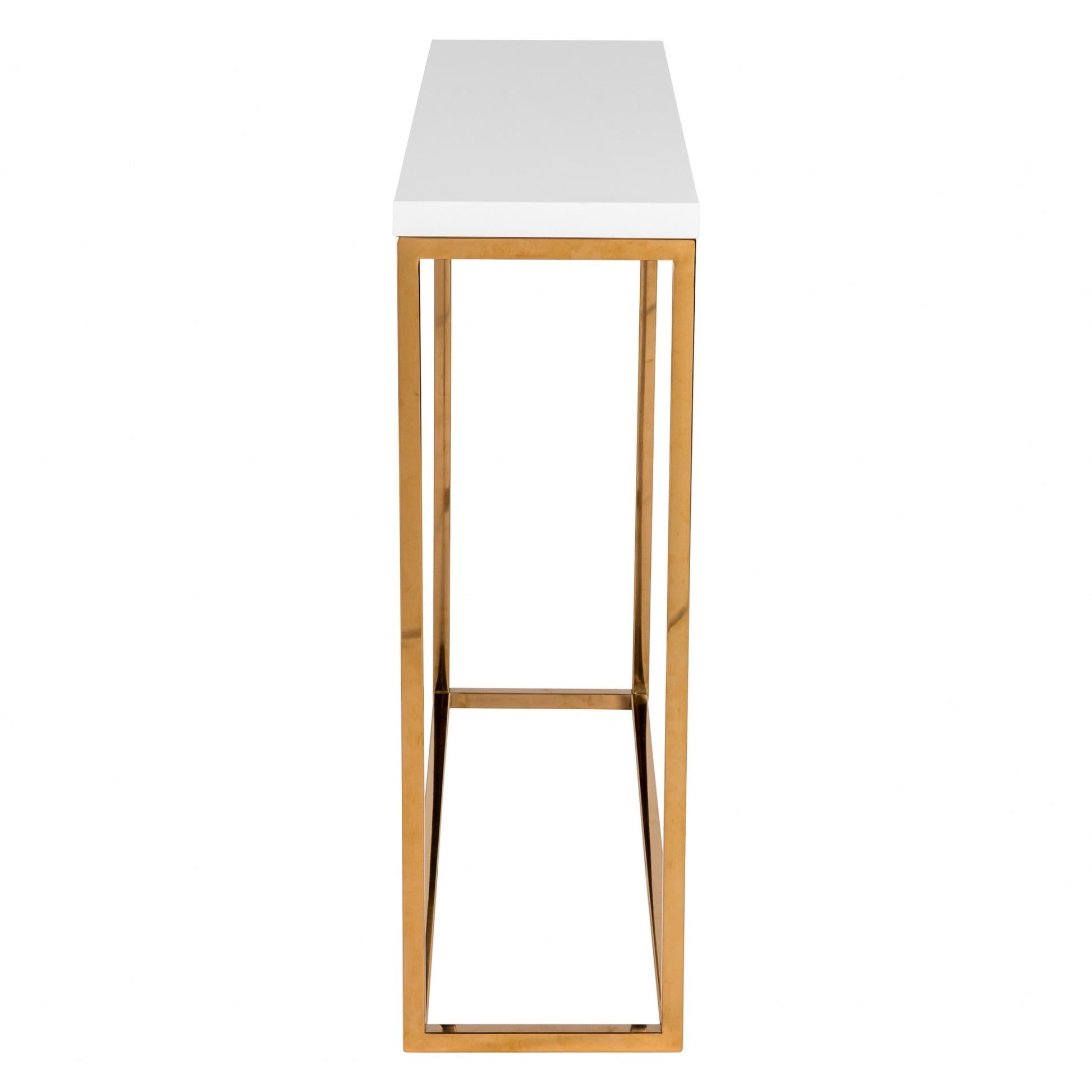 Modern White Gloss andn Gold Console Table By Homeroots | Console Tables | Modishstore - 2