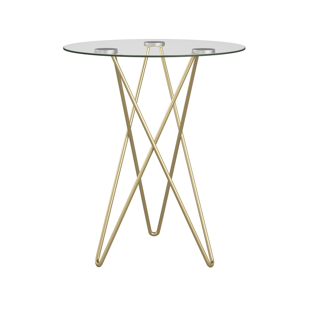 Geometric Clear Glass and Gold Round Table By Homeroots | Side Tables | Modishstore