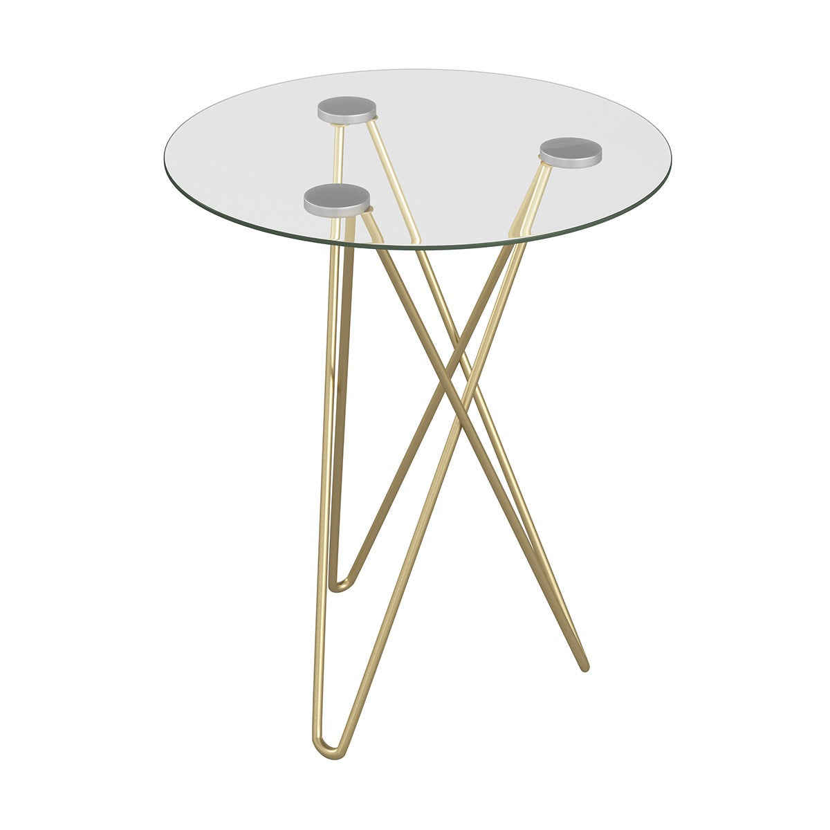 Geometric Clear Glass and Gold Round Table By Homeroots | Side Tables | Modishstore - 2