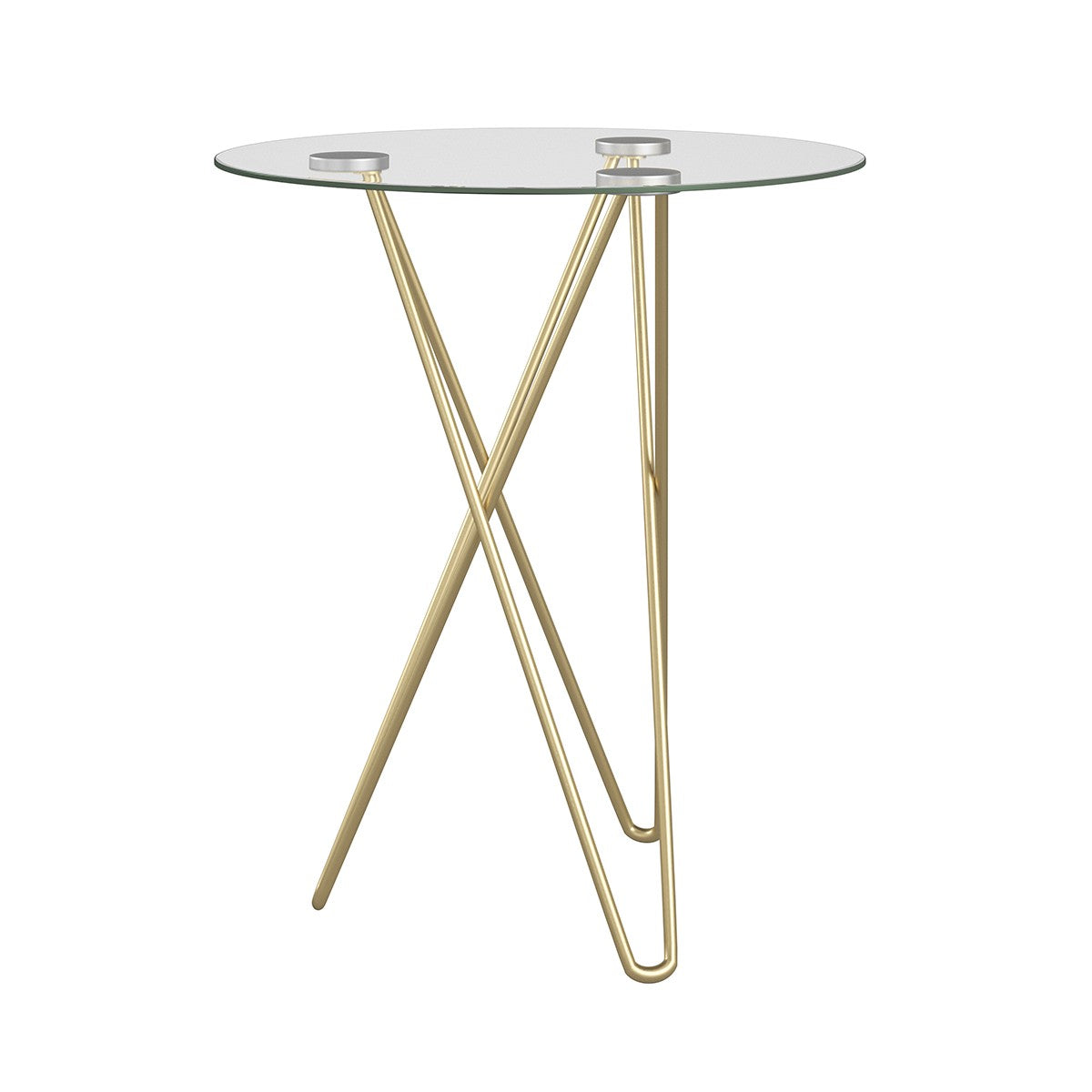 Geometric Clear Glass and Gold Round Table By Homeroots | Side Tables | Modishstore - 3