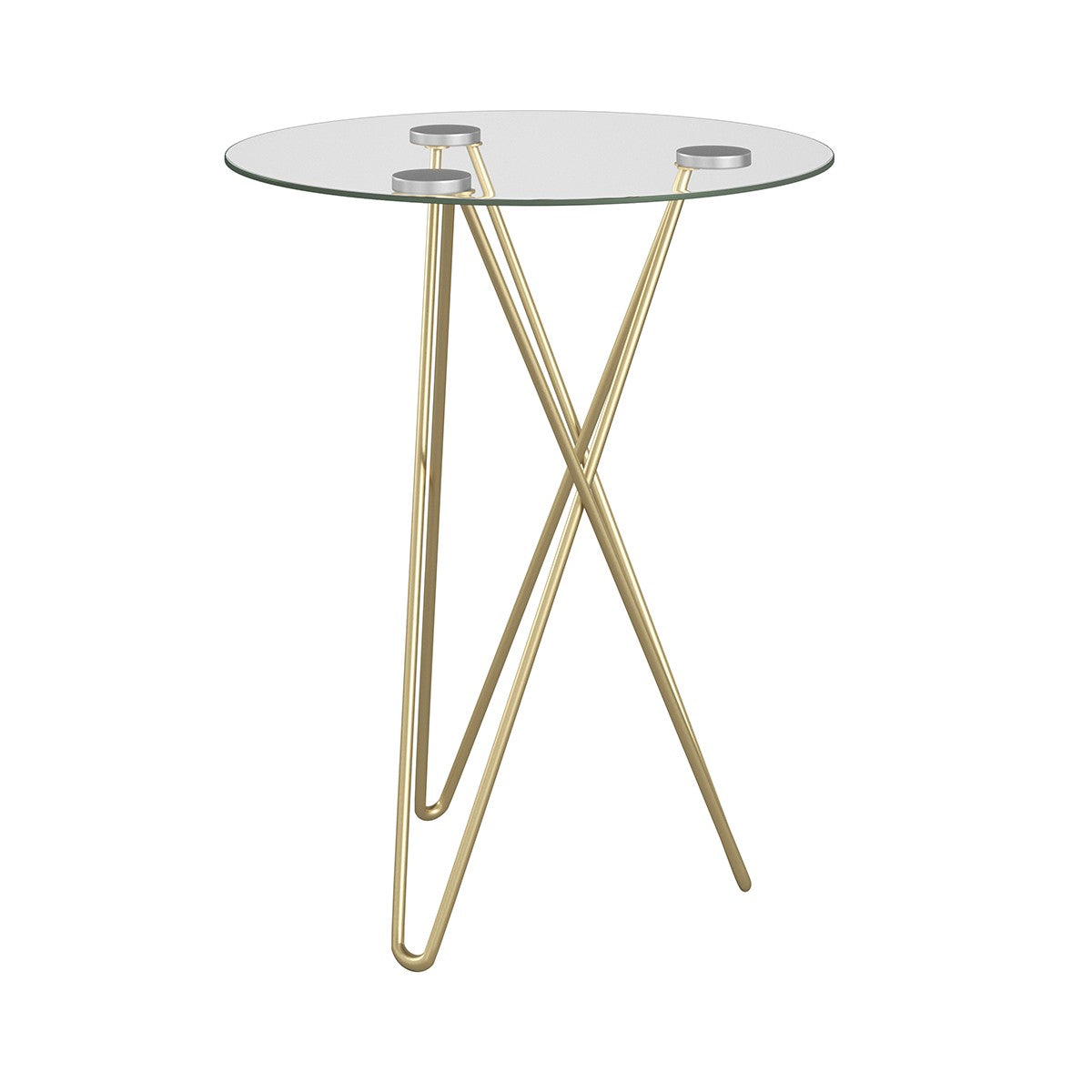 Geometric Clear Glass and Gold Round Table By Homeroots | Side Tables | Modishstore - 4