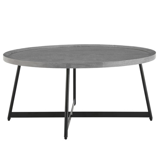 Modern Gray and Black Round Coffee Table By Homeroots