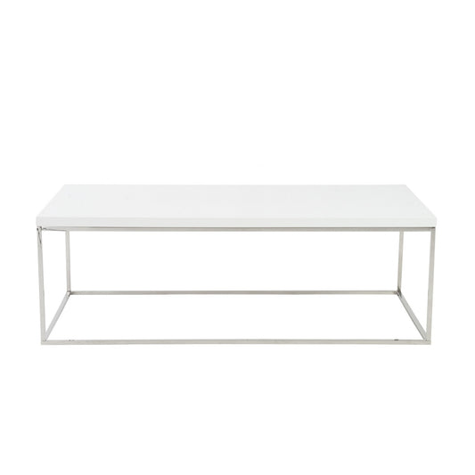 White and Chrome High Gloss Coffee Table By Homeroots | Coffee Tables | Modishstore