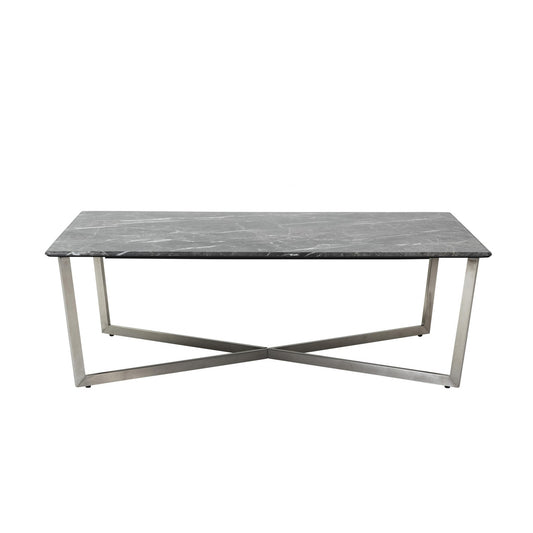 Black on Stainless Faux Marble Coffee Table By Homeroots