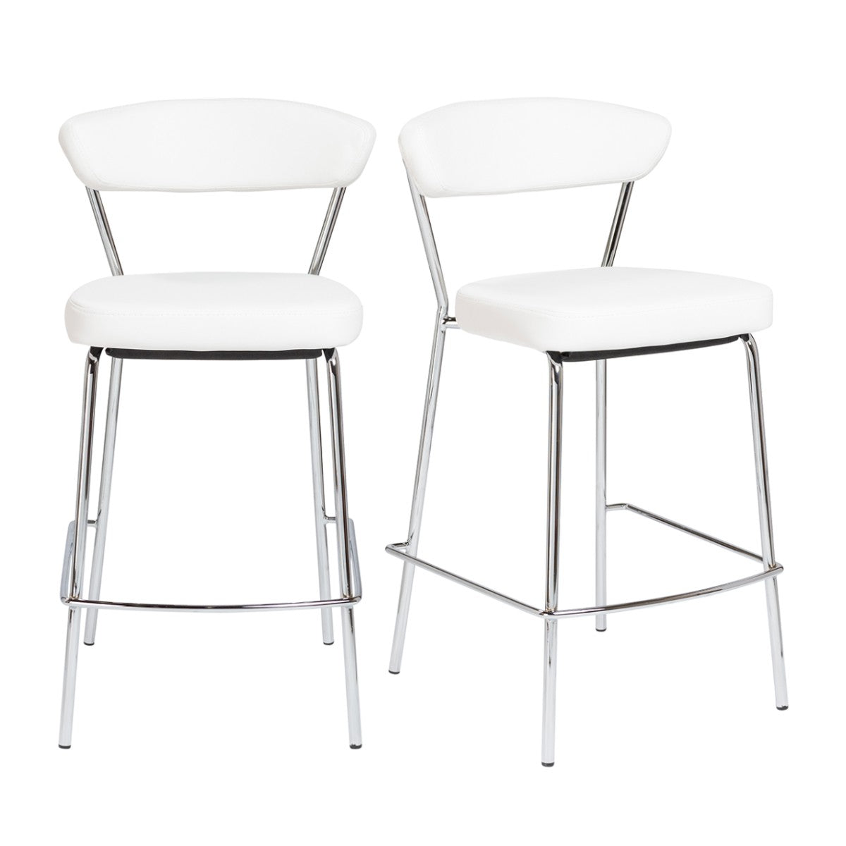 Set of Two Taper White Faux Leather Counter Stools By Homeroots | Counter Stools | Modishstore - 6