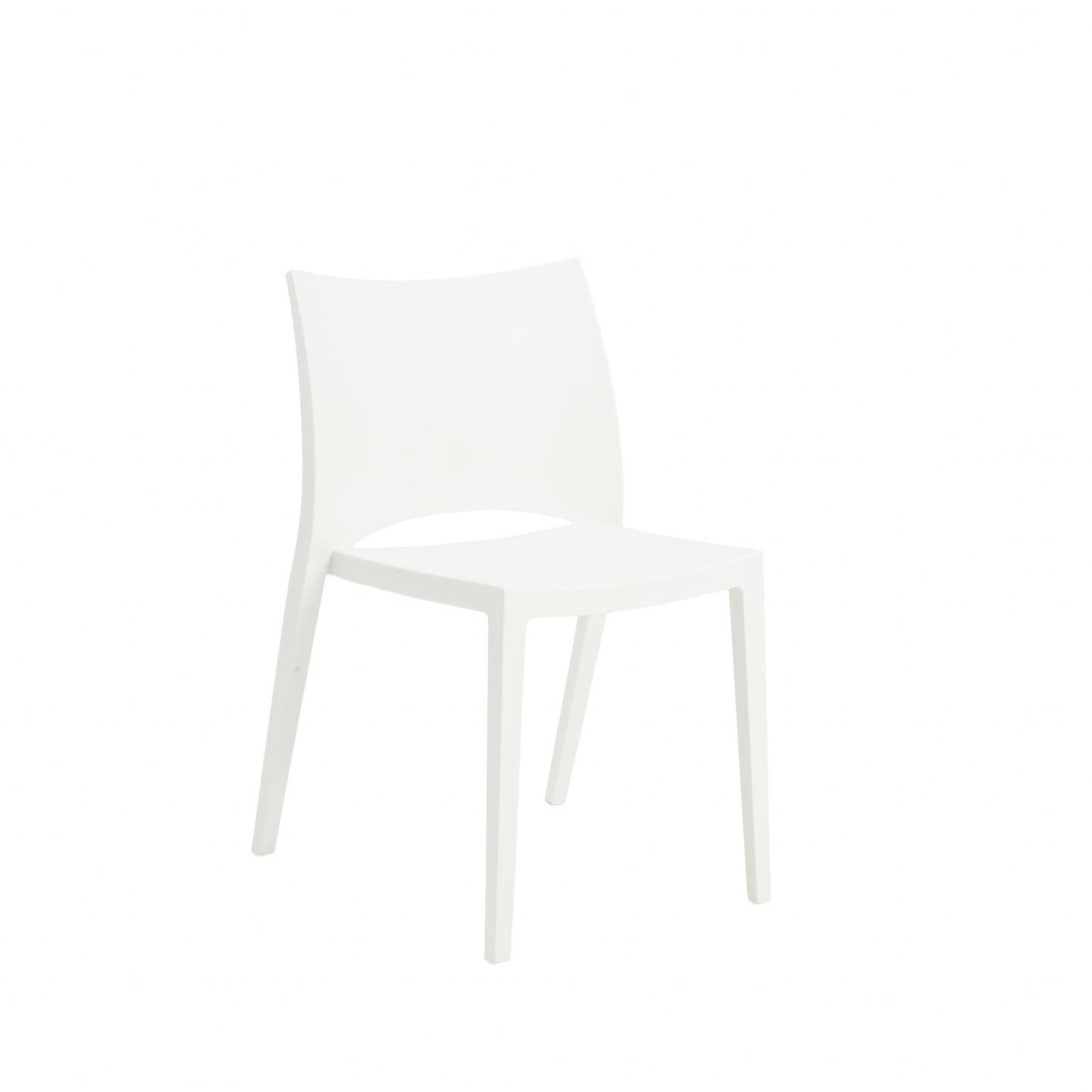 Set Of Two White Stacking Indoor Or Outdoor Chairs By Homeroots | Dining Chairs | Modishstore - 2