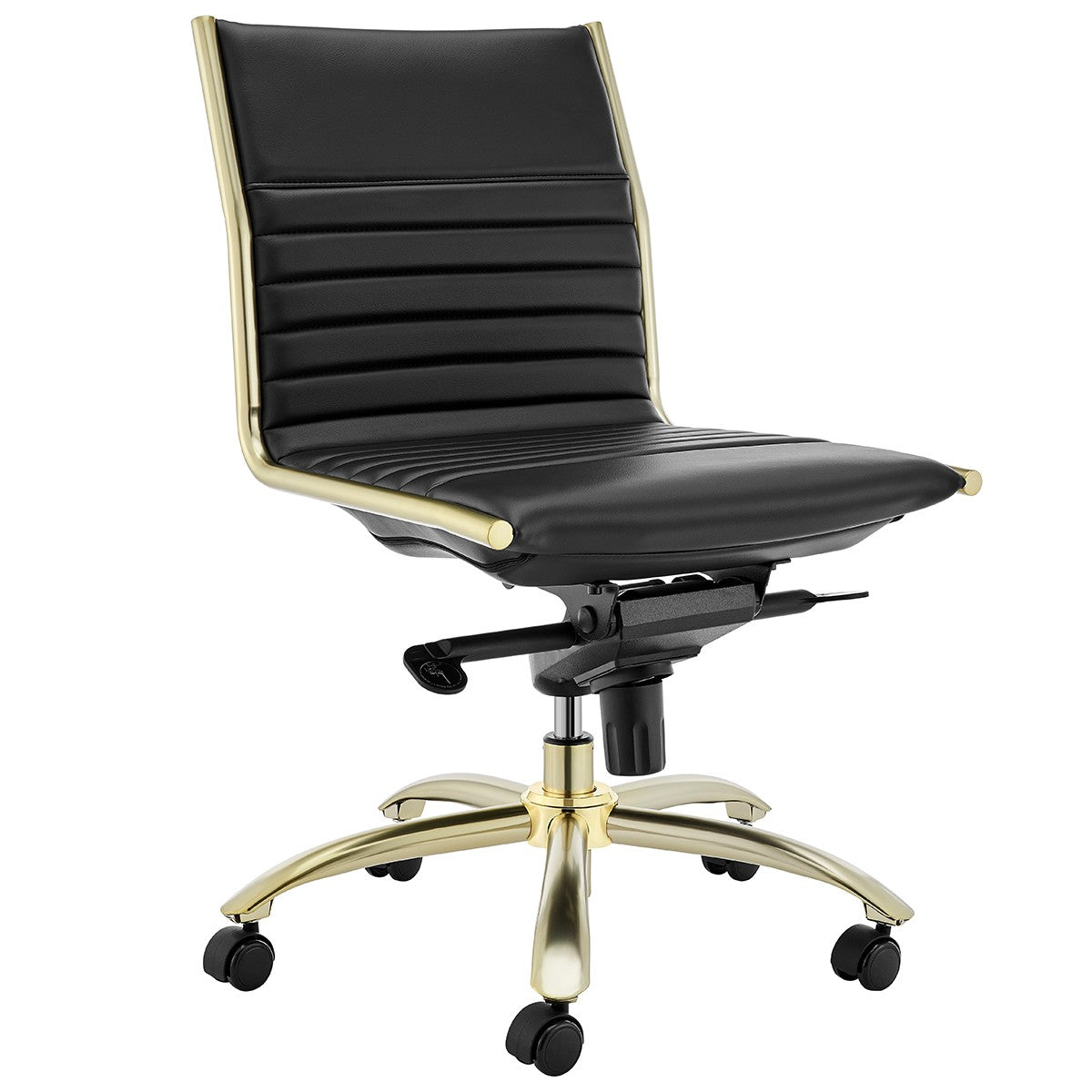 Executive Black and Gold Low Back No Arm Office Chair By Homeroots | Office Chairs | Modishstore - 3