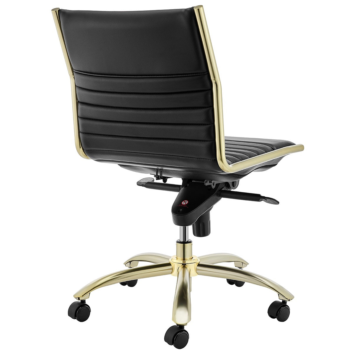 Executive Black and Gold Low Back No Arm Office Chair By Homeroots | Office Chairs | Modishstore - 5