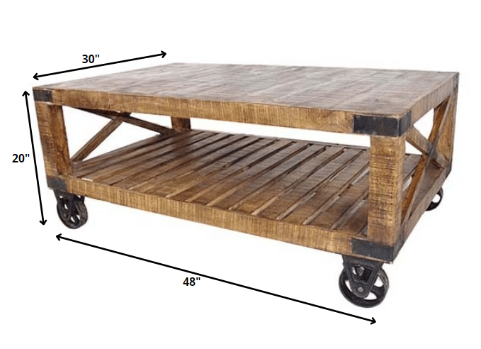 Traditional Cart Style Wooden Coffee Table By Homeroots | Coffee Tables | Modishstore - 4