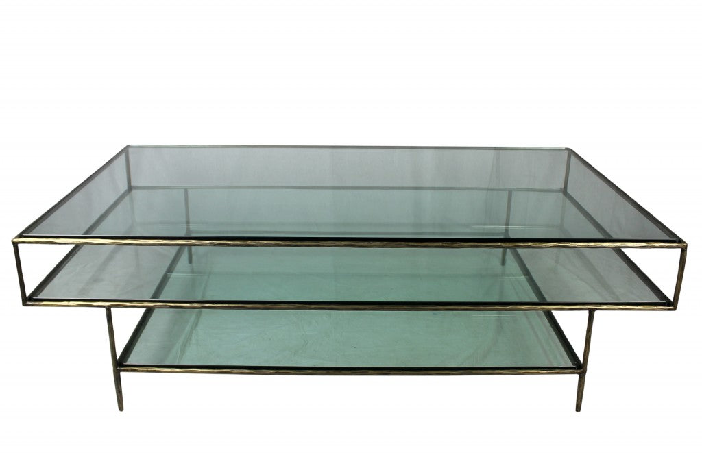 Clear Glass Triple Layered Coffee Table By Homeroots | Coffee Tables | Modishstore