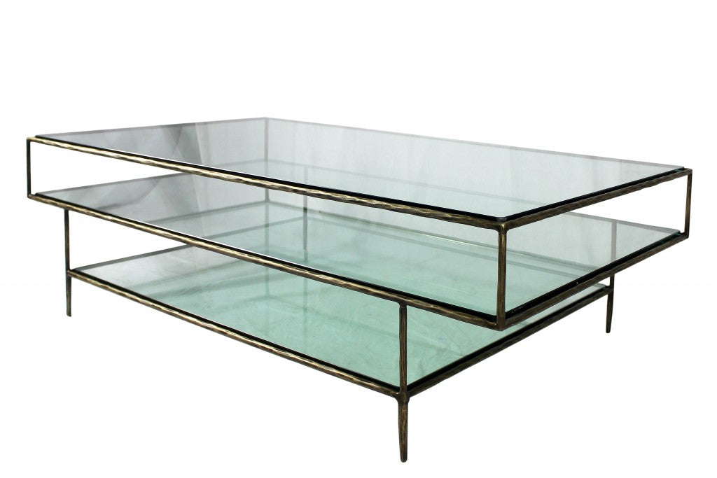 Clear Glass Triple Layered Coffee Table By Homeroots | Coffee Tables | Modishstore - 3