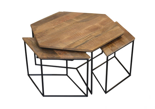 Set of 4 Geometric Wooden Coffee Tables By Homeroots | Coffee Tables | Modishstore