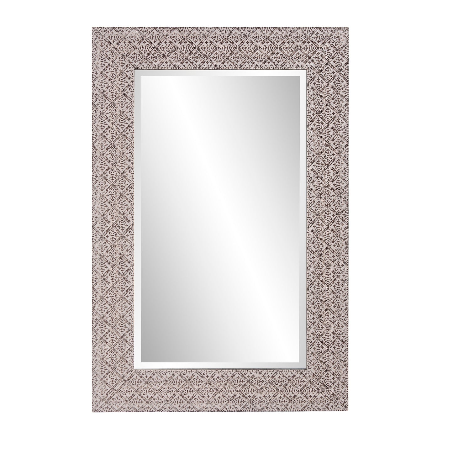 Gray Embossed Faux Wood Rectangular Mirror By Homeroots | Mirrors | Modishstore