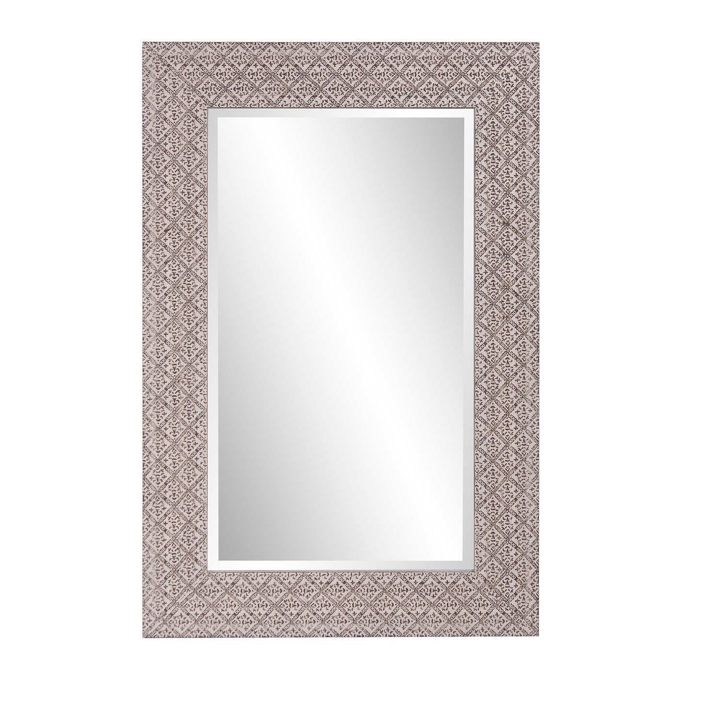 Gray Embossed Faux Wood Rectangular Mirror By Homeroots | Mirrors | Modishstore - 2