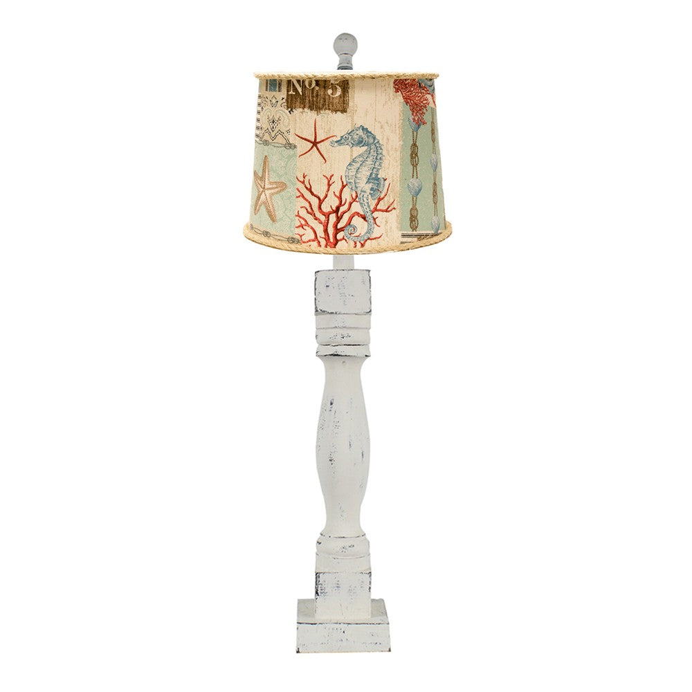 Rustic White Tropical Beauty of the Sea Table Lamp By Homeroots | Table Lamps | Modishstore