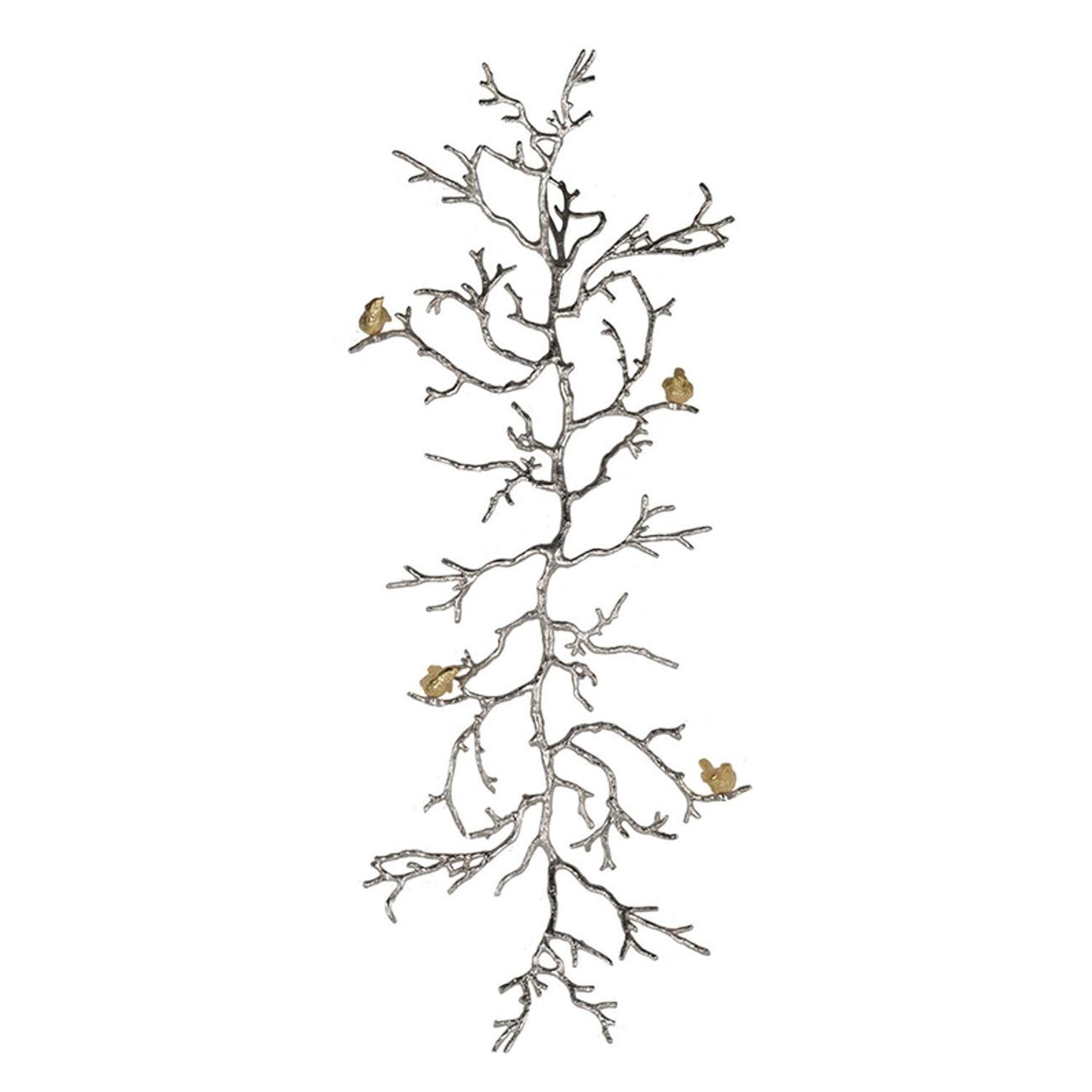 Modern 44" Silver Branch and Golden Birds Wall Art By Homeroots | Wall Decor | Modishstore - 2