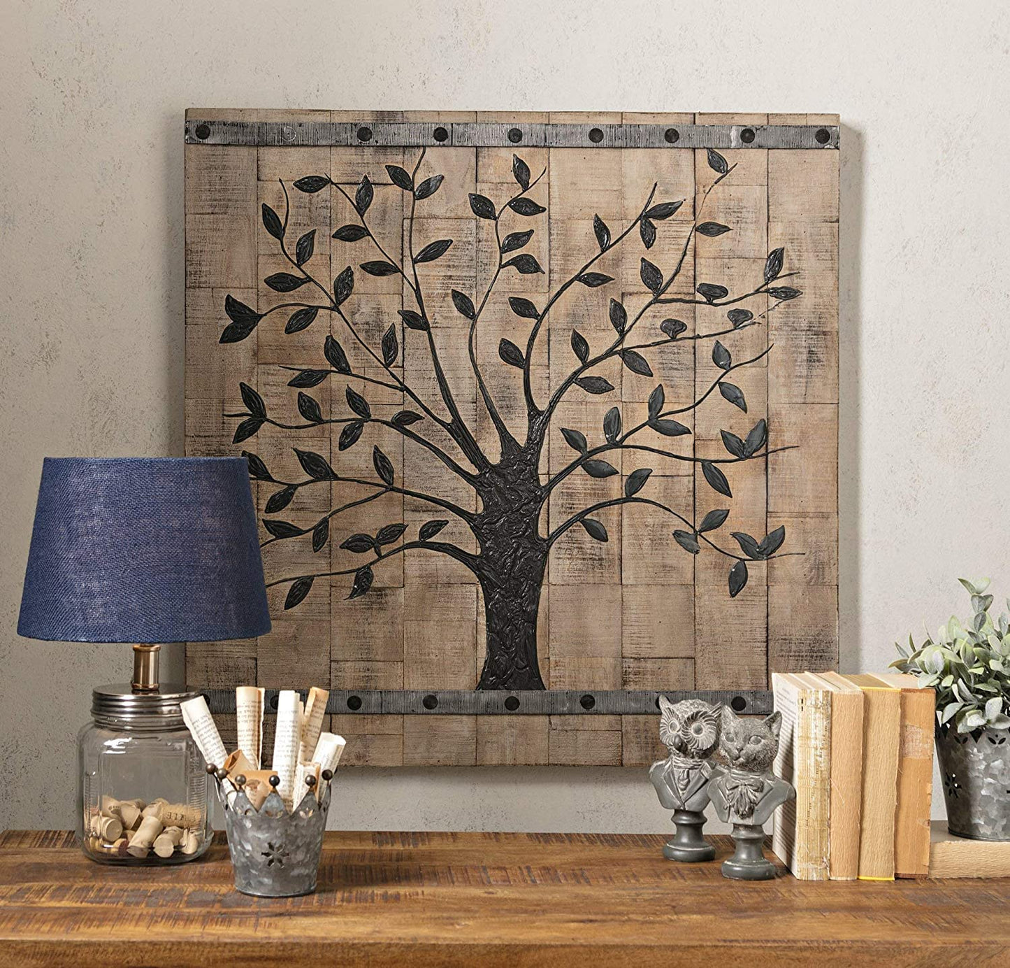 Rustic Brown Barn Door Tree of Life Wall Art By Homeroots | Wall Decor | Modishstore - 2