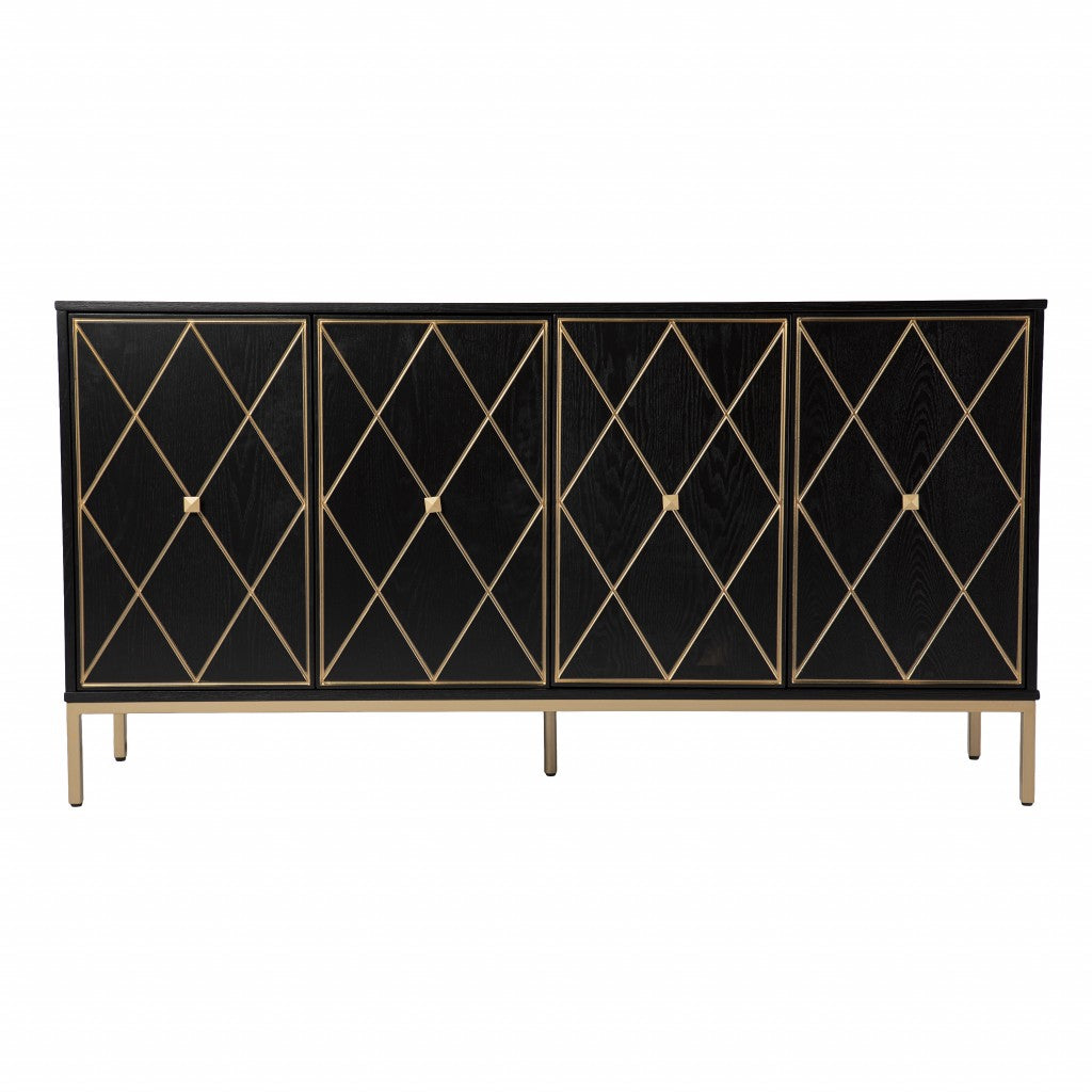 Black And Gold Harlequin Sideboard Storage Cabinet By Homeroots | Cabinets | Modishstore - 4